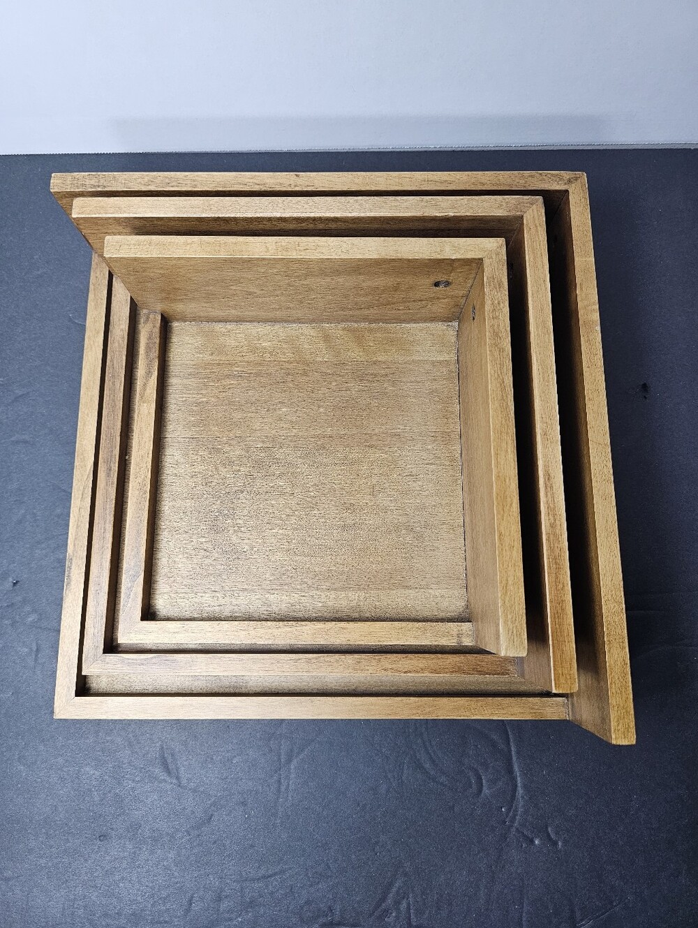 Wooden Nesting Tray Set - Brown Serving & Organization Trays L 14 x W 12 x H 9